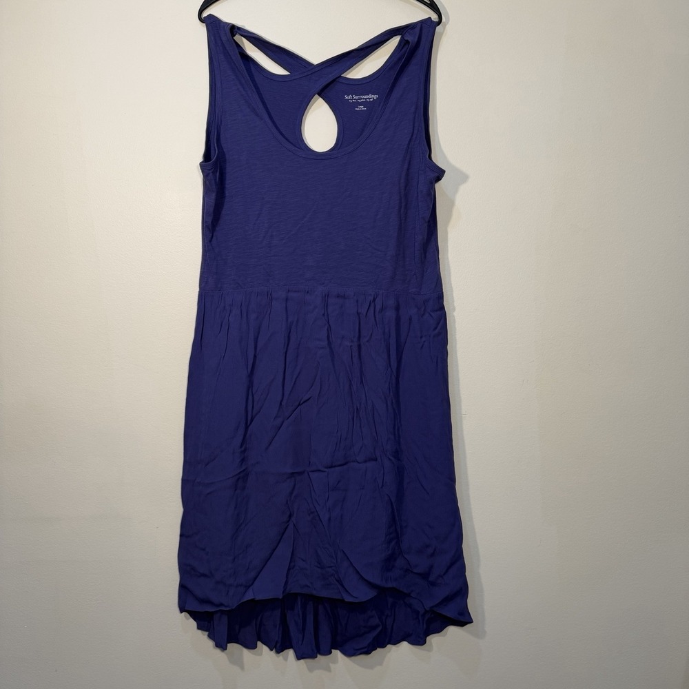 Soft Surrounding Criss Cross Back Sleeveless Summer Dress Purple Rayon‎ Blend